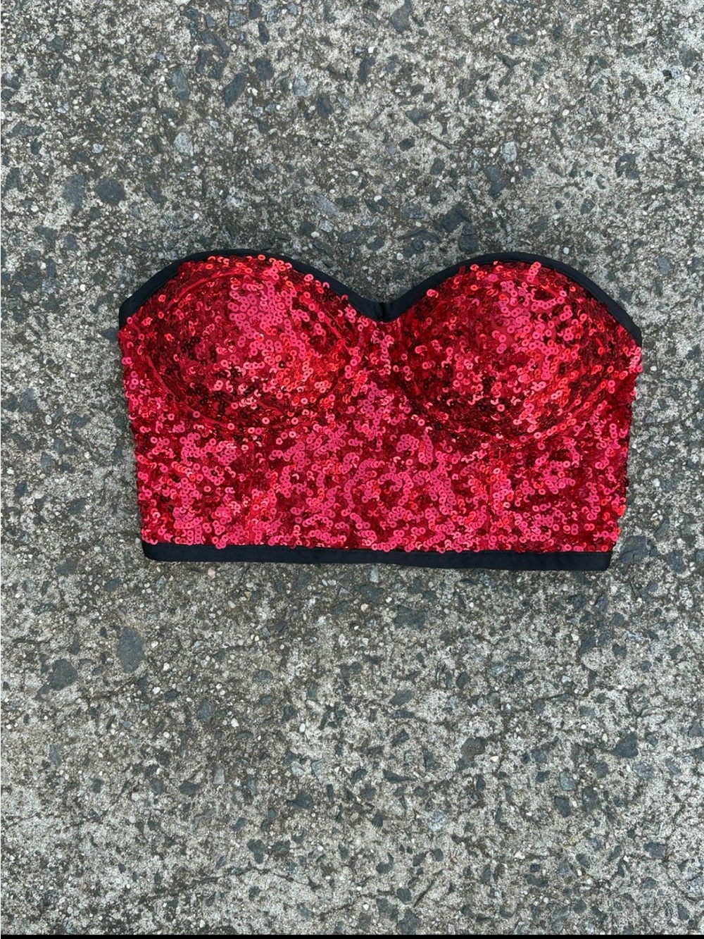 Red sequined sparkly corset crop top